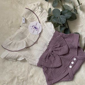 Infant Girl Color Block Flutter Sleeve Romper